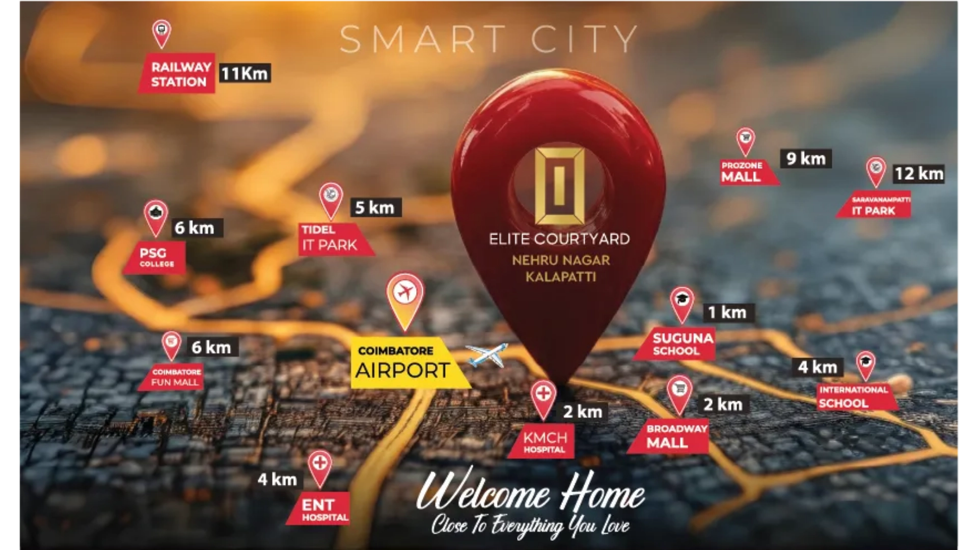 Elite Courtyard Location Map — Smart City Coimbatore